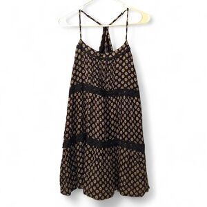 Hollister Black Midi Dress with Tan Floral Print